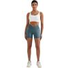 imageMOOSLOVER Women Hidden Scrunch Butt Workout Shorts Seamless V Cross Biker Booty Lifting Shorts Gym Yoga ShortsSlate Blue