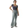 imageMOOSLOVER Women Square V Neck Basic Tops Short Sleeve Fitted T Shirts Double Lined Going Out Crop TopsGrey