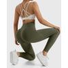 imageMOOSLOVER Women V Cross Waist Butt Lifting Leggings with Pockets High Waisted Yoga PantsArmy Green722