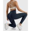 imageMOOSLOVER Women V Cross Waist Butt Lifting Leggings with Pockets High Waisted Yoga PantsBlue Ashes722