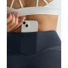 imageMOOSLOVER Women V Cross Waist Butt Lifting Leggings with Pockets High Waisted Yoga PantsBlue Ashes722
