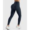 imageMOOSLOVER Women V Cross Waist Butt Lifting Leggings with Pockets High Waisted Yoga PantsBlue Ashes722