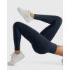 imageMOOSLOVER Women V Cross Waist Butt Lifting Leggings with Pockets High Waisted Yoga PantsBlue Ashes722