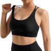 imageMOOSLOVER Women Wireless Sport Bras Padded Criss Cross Back Tank Top Sexy Strappy Backless Yoga BrasBlack