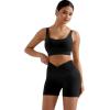 imageMOOSLOVER Women Wireless Sport Bras Padded Criss Cross Back Tank Top Sexy Strappy Backless Yoga BrasBlack