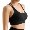 imageMOOSLOVER Women Wireless Sport Bras Padded Criss Cross Back Tank Top Sexy Strappy Backless Yoga BrasBlack