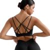 imageMOOSLOVER Women Wireless Sport Bras Padded Criss Cross Back Tank Top Sexy Strappy Backless Yoga BrasBlack