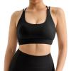 imageMOOSLOVER Women Wireless Sport Bras Padded Criss Cross Back Tank Top Sexy Strappy Backless Yoga BrasBlack