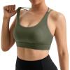 imageMOOSLOVER Women Wireless Sport Bras Padded Criss Cross Back Tank Top Sexy Strappy Backless Yoga BrasOlive Green