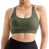 imageMOOSLOVER Women Wireless Sport Bras Padded Criss Cross Back Tank Top Sexy Strappy Backless Yoga BrasOlive Green