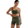 imageMOOSLOVER Women Wireless Sport Bras Padded Criss Cross Back Tank Top Sexy Strappy Backless Yoga BrasOlive Green