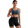 imageMOOSLOVER Women Wireless Sport Bras Padded Criss Cross Back Tank Top Sexy Strappy Backless Yoga BrasSlate Blue