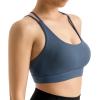 imageMOOSLOVER Women Wireless Sport Bras Padded Criss Cross Back Tank Top Sexy Strappy Backless Yoga BrasSlate Blue