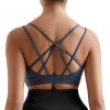imageMOOSLOVER Women Wireless Sport Bras Padded Criss Cross Back Tank Top Sexy Strappy Backless Yoga BrasSlate Blue