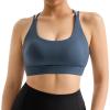 imageMOOSLOVER Women Wireless Sport Bras Padded Criss Cross Back Tank Top Sexy Strappy Backless Yoga BrasSlate Blue