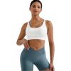 imageMOOSLOVER Women Wireless Sport Bras Padded Criss Cross Back Tank Top Sexy Strappy Backless Yoga BrasWhite