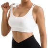 imageMOOSLOVER Women Wireless Sport Bras Padded Criss Cross Back Tank Top Sexy Strappy Backless Yoga BrasWhite