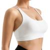 imageMOOSLOVER Women Wireless Sport Bras Padded Criss Cross Back Tank Top Sexy Strappy Backless Yoga BrasWhite