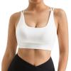 imageMOOSLOVER Women Wireless Sport Bras Padded Criss Cross Back Tank Top Sexy Strappy Backless Yoga BrasWhite