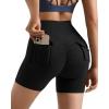 imageMOOSLOVER Women Workout Biker Shorts with Pockets High Waisted V Cross Shorts Scrunch Butt Yoga Gym Booty ShortsBlack