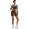 imageMOOSLOVER Women Workout Biker Shorts with Pockets High Waisted V Cross Shorts Scrunch Butt Yoga Gym Booty ShortsBrown
