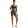 imageMOOSLOVER Women Workout Biker Shorts with Pockets High Waisted V Cross Shorts Scrunch Butt Yoga Gym Booty ShortsGrey