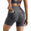 imageMOOSLOVER Women Workout Biker Shorts with Pockets High Waisted V Cross Shorts Scrunch Butt Yoga Gym Booty ShortsGrey