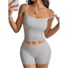 imageMOOSLOVER Women 2 Piece Lounge Matching Sets Padded Workout Set Cami Tank Top Fold Over Shorts Summer OutfitsDusty Grey