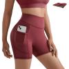 imageMOOSLOVER Women Biker Shorts with Pockets High Waisted Workout Tummy Control Gym Running Athletic Yoga ShortsFired Brick