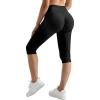 imageMOOSLOVER Women Hidden Scrunch Butt Lifting Capri Leggings High Waisted Seamless Compression Tummy Control Yoga PantsBlack