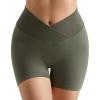 imageMOOSLOVER Women Hidden Scrunch Butt Workout Shorts Seamless V Cross Biker Booty Lifting Shorts Gym Yoga ShortsOlive Green