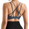 imageMOOSLOVER Women Wireless Sport Bras Padded Criss Cross Back Tank Top Sexy Strappy Backless Yoga BrasSlate Blue