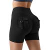 imageMOOSLOVER Women Workout Biker Shorts with Pockets High Waisted V Cross Shorts Scrunch Butt Yoga Gym Booty ShortsBlack
