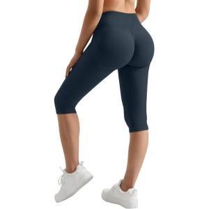 imageMOOSLOVER Women Hidden Scrunch Butt Lifting Capri Leggings High Waisted Seamless Compression Tummy Control Yoga PantsNavy Blue