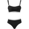 imageMOOSLOVER Women Bandeau High Waisted Bikini Sets Cheeky High Cut Swimsuit 2 Piece Bathing SuitsBlack