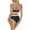 imageMOOSLOVER Women Bandeau High Waisted Bikini Sets Cheeky High Cut Swimsuit 2 Piece Bathing SuitsBlack
