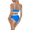 imageMOOSLOVER Women Bandeau High Waisted Bikini Sets Cheeky High Cut Swimsuit 2 Piece Bathing SuitsBlue