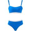 imageMOOSLOVER Women Bandeau High Waisted Bikini Sets Cheeky High Cut Swimsuit 2 Piece Bathing SuitsBlue