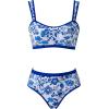 imageMOOSLOVER Women Bandeau High Waisted Bikini Sets Cheeky High Cut Swimsuit 2 Piece Bathing SuitsBlue Floral