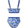 imageMOOSLOVER Women Bandeau High Waisted Bikini Sets Cheeky High Cut Swimsuit 2 Piece Bathing SuitsBlue Floral