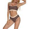 imageMOOSLOVER Women Bandeau High Waisted Bikini Sets Cheeky High Cut Swimsuit 2 Piece Bathing SuitsCocoa