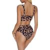 imageMOOSLOVER Women Bandeau High Waisted Bikini Sets Cheeky High Cut Swimsuit 2 Piece Bathing SuitsLeopard