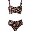 imageMOOSLOVER Women Bandeau High Waisted Bikini Sets Cheeky High Cut Swimsuit 2 Piece Bathing SuitsLeopard