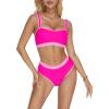 imageMOOSLOVER Women Bandeau High Waisted Bikini Sets Cheeky High Cut Swimsuit 2 Piece Bathing SuitsPink