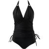 imageMOOSLOVER Women Halter Plunging Tankini Swimsuits High Waisted Two Piece Bathing Suits SwimwearBlack