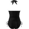 imageMOOSLOVER Women Halter Plunging Tankini Swimsuits High Waisted Two Piece Bathing Suits SwimwearBlack