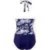 imageMOOSLOVER Women Halter Plunging Tankini Swimsuits High Waisted Two Piece Bathing Suits SwimwearBlue Floral