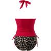 imageMOOSLOVER Women Halter Plunging Tankini Swimsuits High Waisted Two Piece Bathing Suits SwimwearRed Leopard