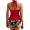 imageMOOSLOVER Women Halter Plunging Tankini Swimsuits High Waisted Two Piece Bathing Suits SwimwearRed Leopard