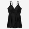 imageMOOSLOVER Women One Piece Swim Dress Swimsuit Tummy Control Ruched Skirted Bathing SuitBlack